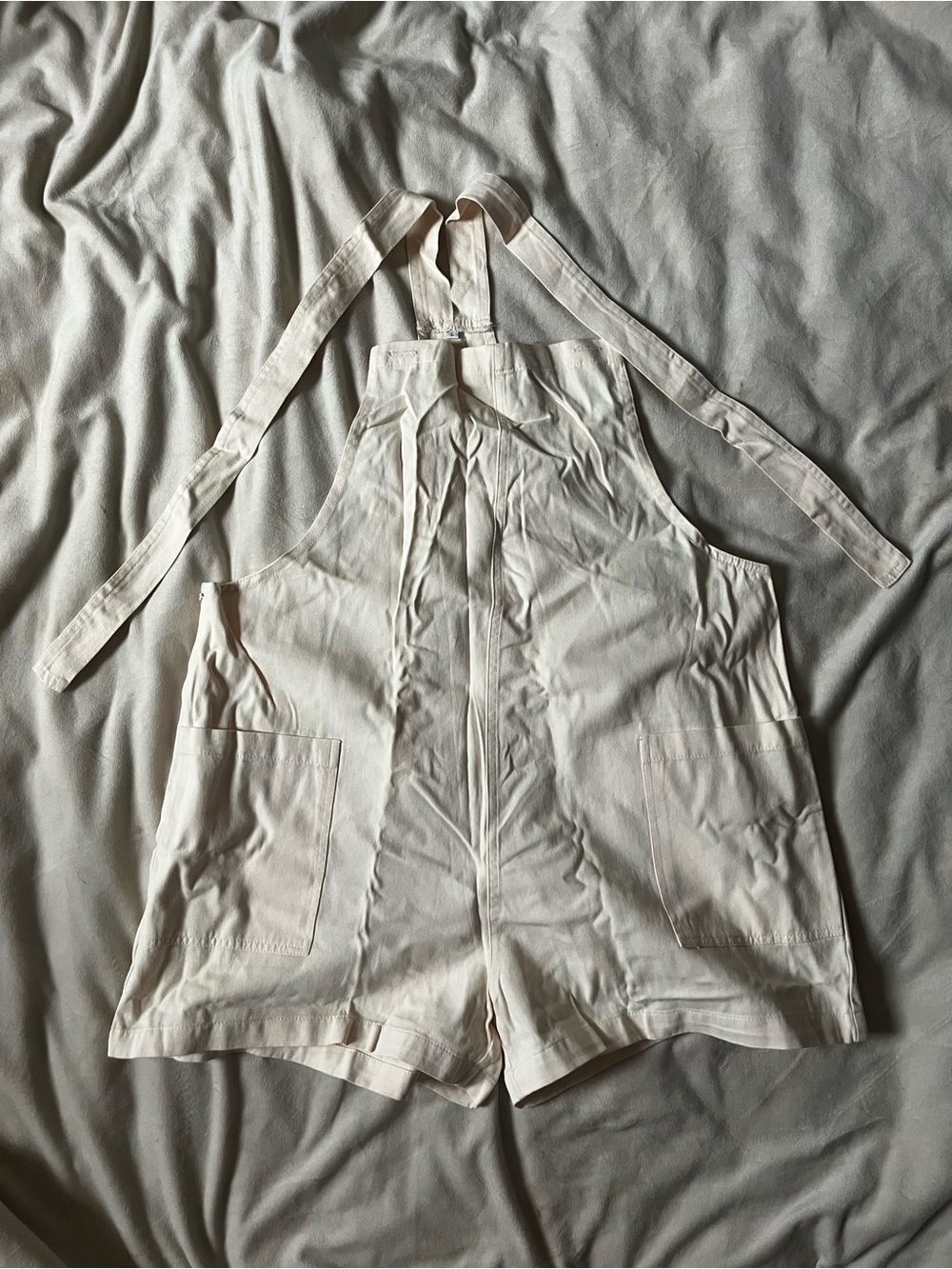 Cream Apron-Style Romper